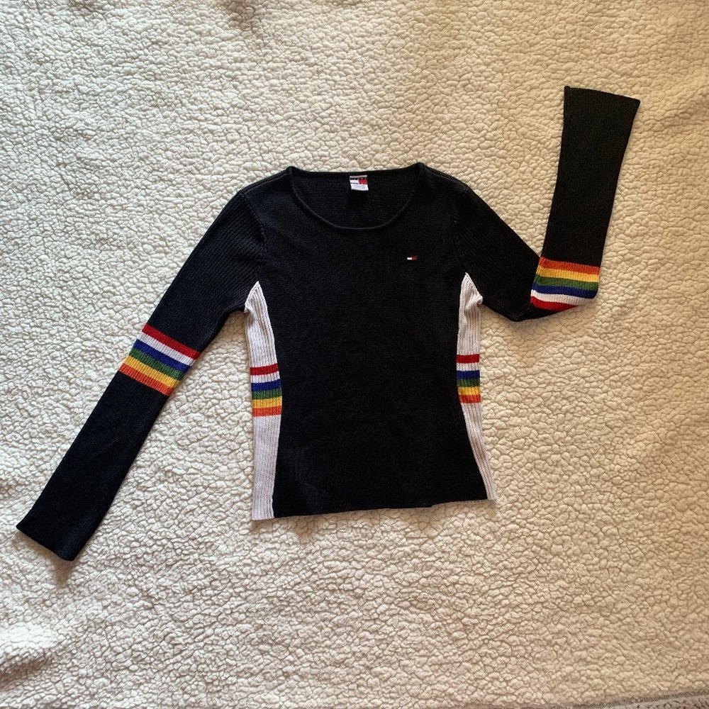 Vintage Tommy Hilfiger Rainbow & Black Sweater